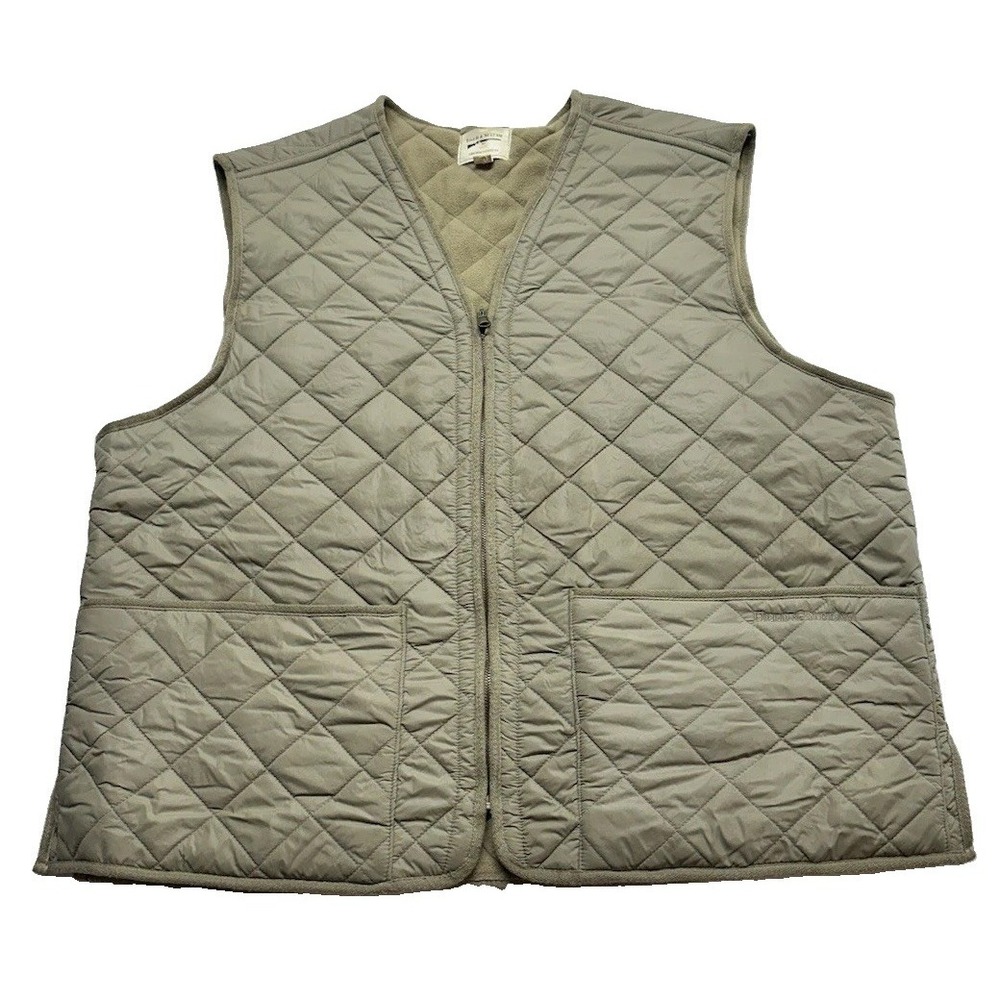 Field & Stream Men's Quilted Puffer Vest Khaki Full Zip Size 2XL